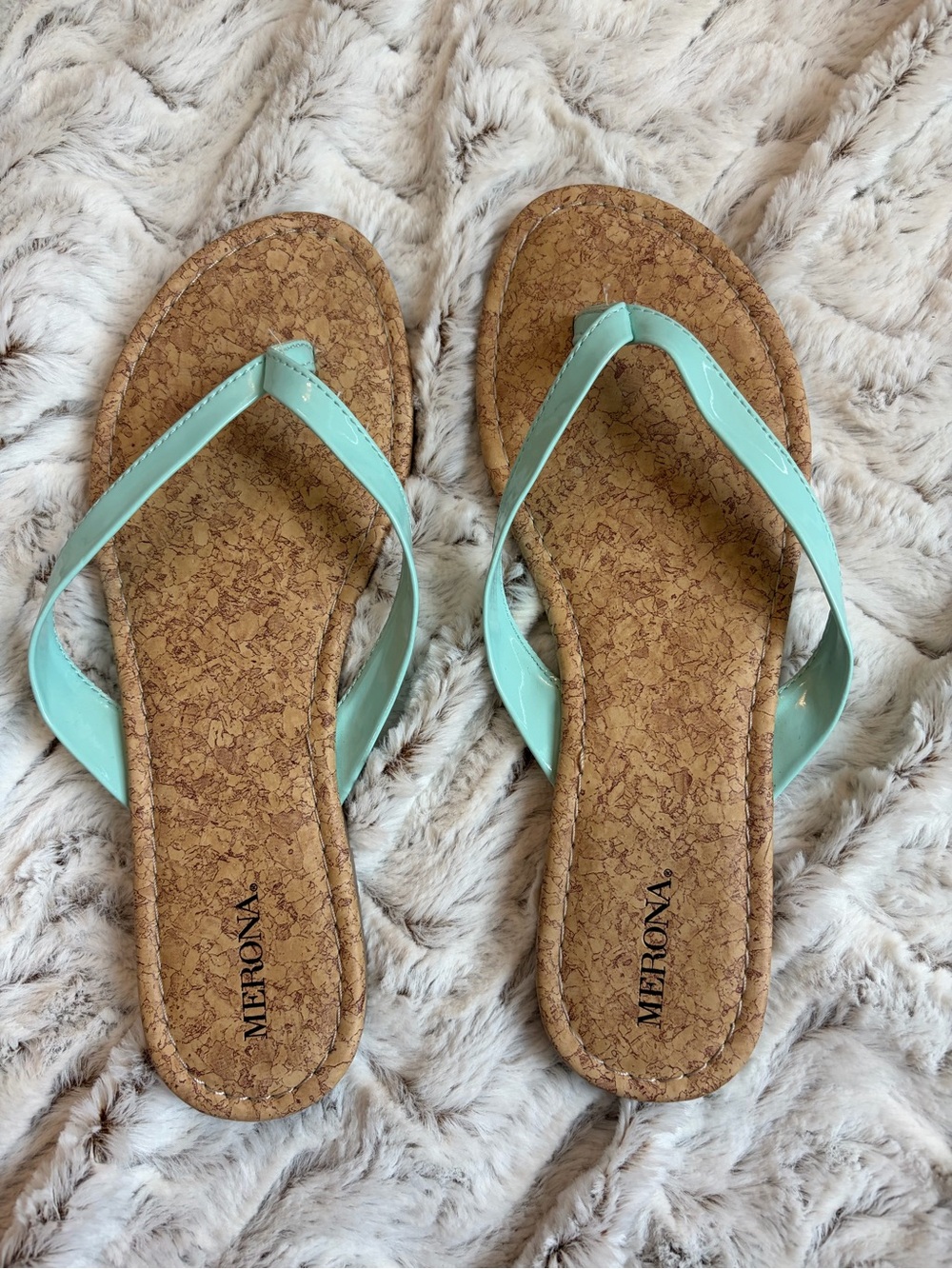 Merona Mint Patent Cork Flip Flops for Women